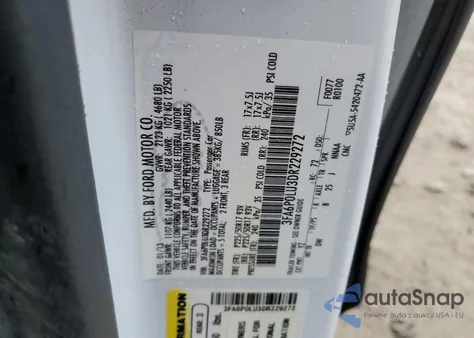 2013 Ford Fusion Se Hybrid z USA, uszkodzony, nr VIN 3FA6P0LU3DR229272